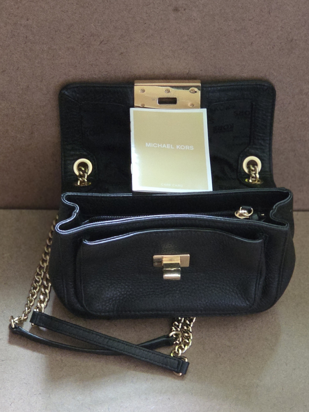 Michael Kors Black Pebbled Leather Chain Shoulder Bag